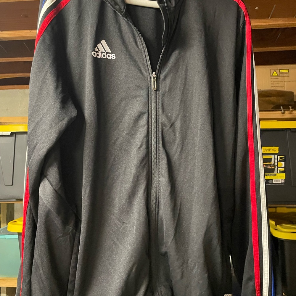 Adidas Tiro track jacket Black with Red/White/Blue Stripe